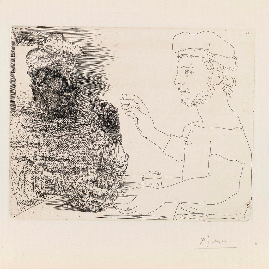 Pablo Picasso — Двое каталонских друзей, от: La Suite Vollard (B. 228; Ba. 442)
