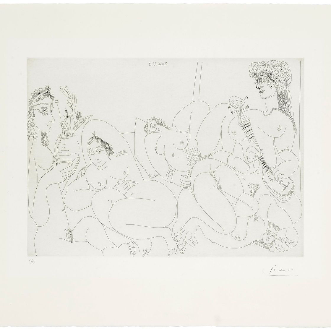 Pablo Picasso — Четыре обнаженные натуры на отдыхе и обнаженный гитарист, из серии 347