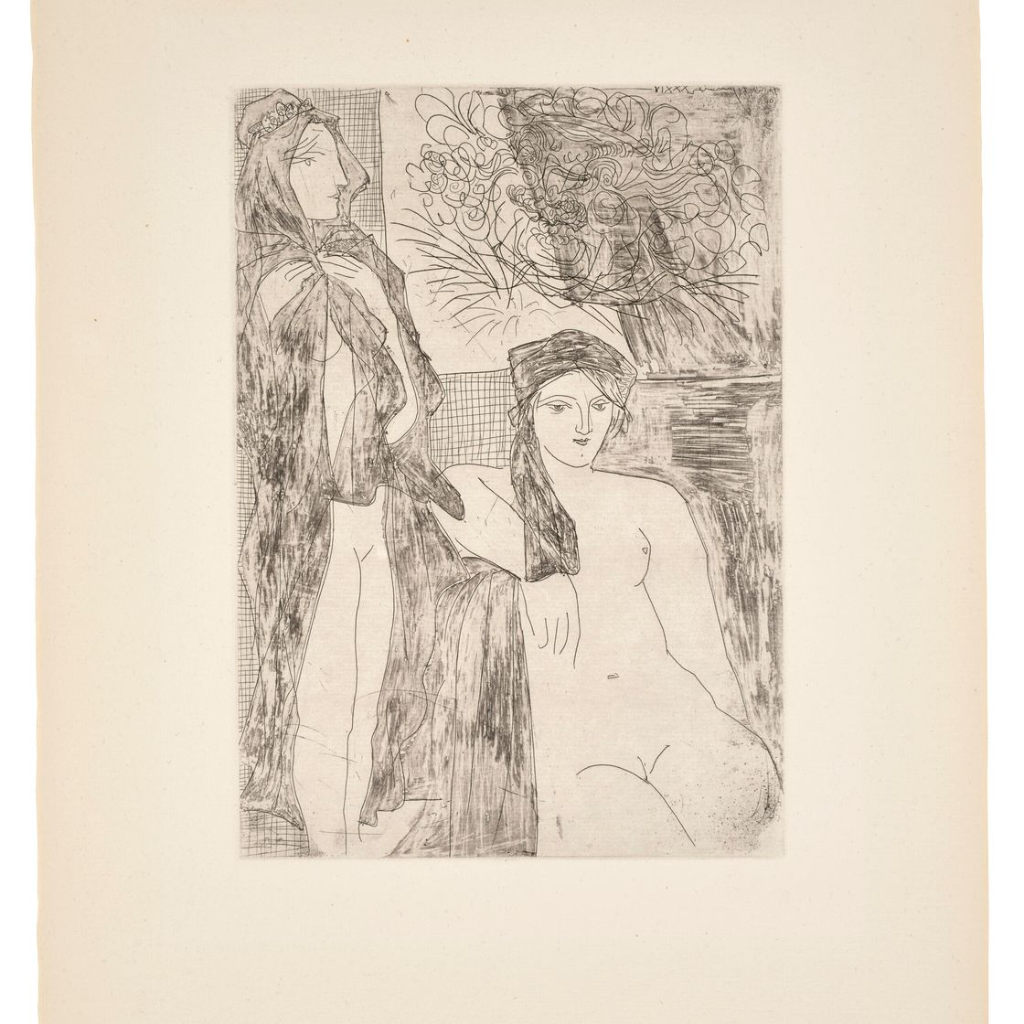 Pablo Picasso — Рембрандт и двое женщин из "Сюиты Воллара", изображение 1