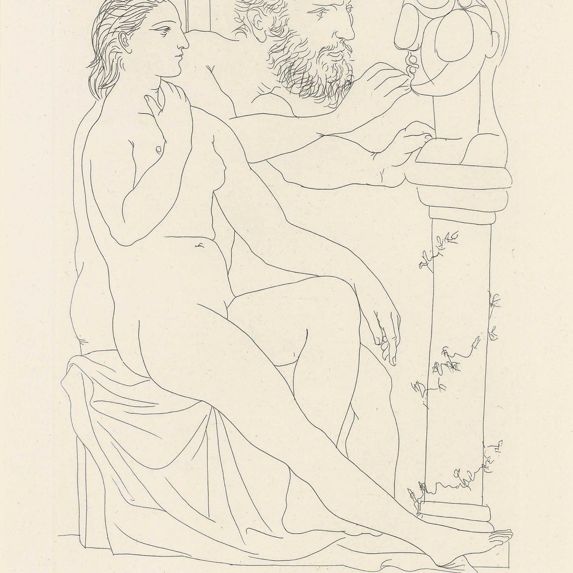 Pablo Picasso — Скульптор, модель и бюст скульптора, от: La Suite Vollard