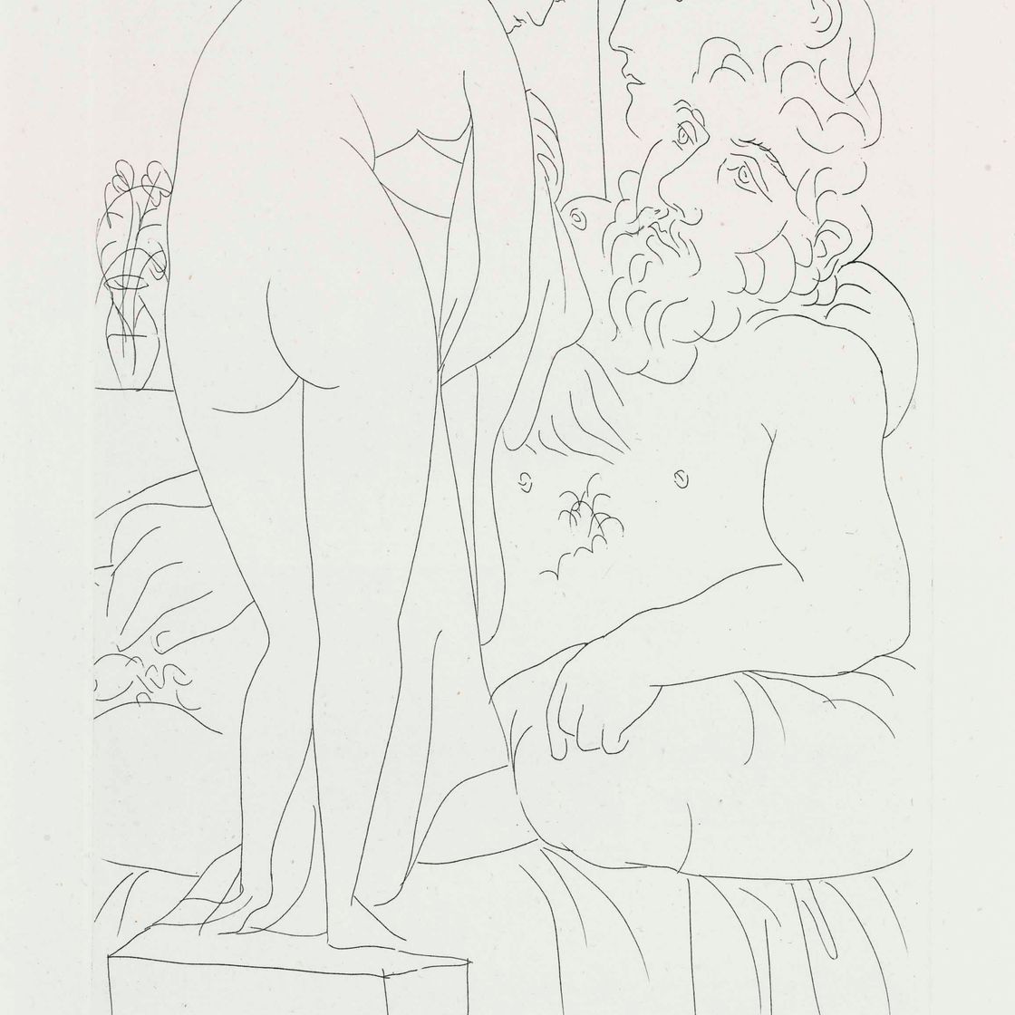 Pablo Picasso — Скульптор, представляющий Марию-Терезу и Венюса Пудика, из La Suite Vollard