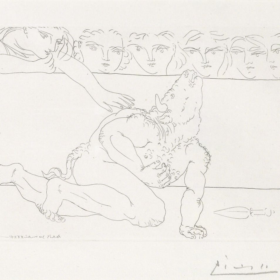 Pablo Picasso — Минотавр Моуран из "Сюиты Воллара" (B. 198; B. 366 до н.э.)