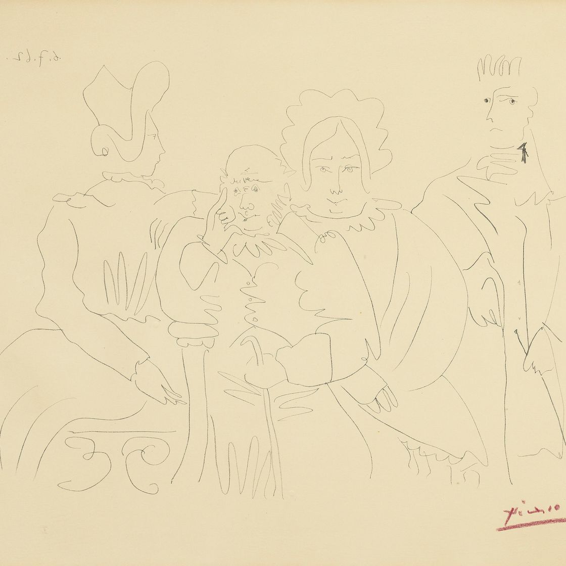 Pablo Picasso — Семейный портрет, четыре персонажа не тронут друг друга
