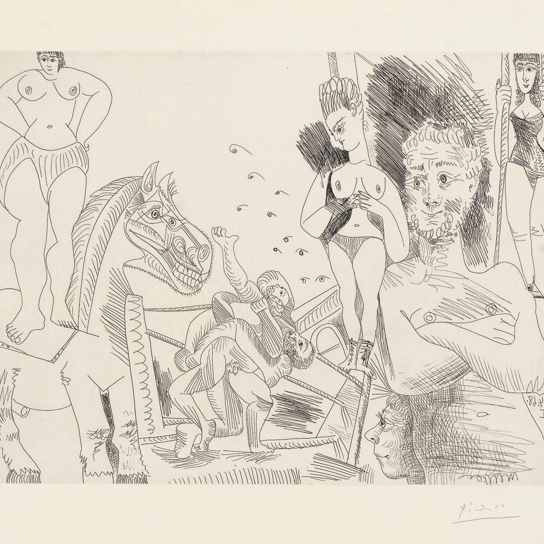 Pablo Picasso — Цирк и улов, из: La Séries 347 (1505 г. до н.э.; 1521 г. н.э.)