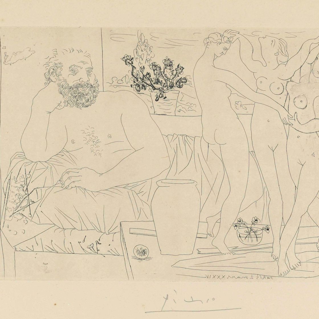 Pablo Picasso — Скульптор и трое танцовщиц, автор: Ла Сюит Воллар