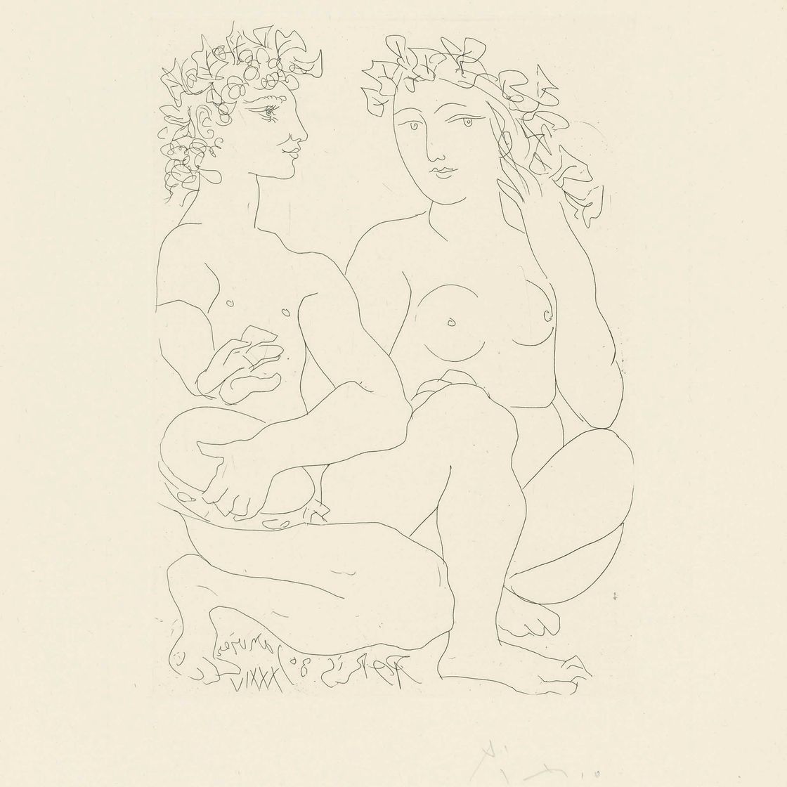 Pablo Picasso — Молодая пара набирает обороты, человек с бубном, от: La Suite Vollard