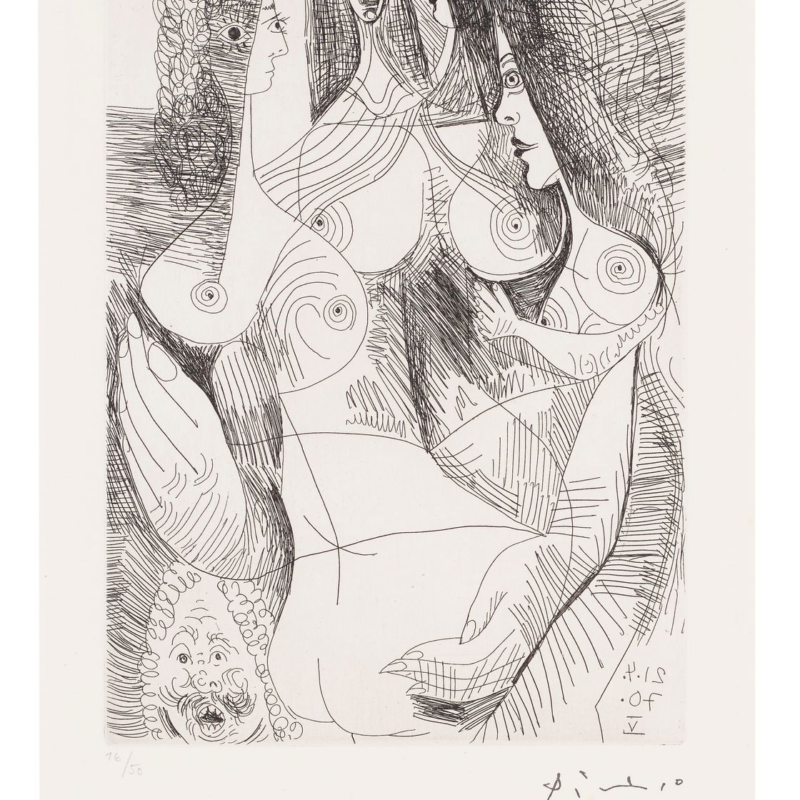 Pablo Picasso — "Четыре женщины наедине с Рембранеском", из серии 156