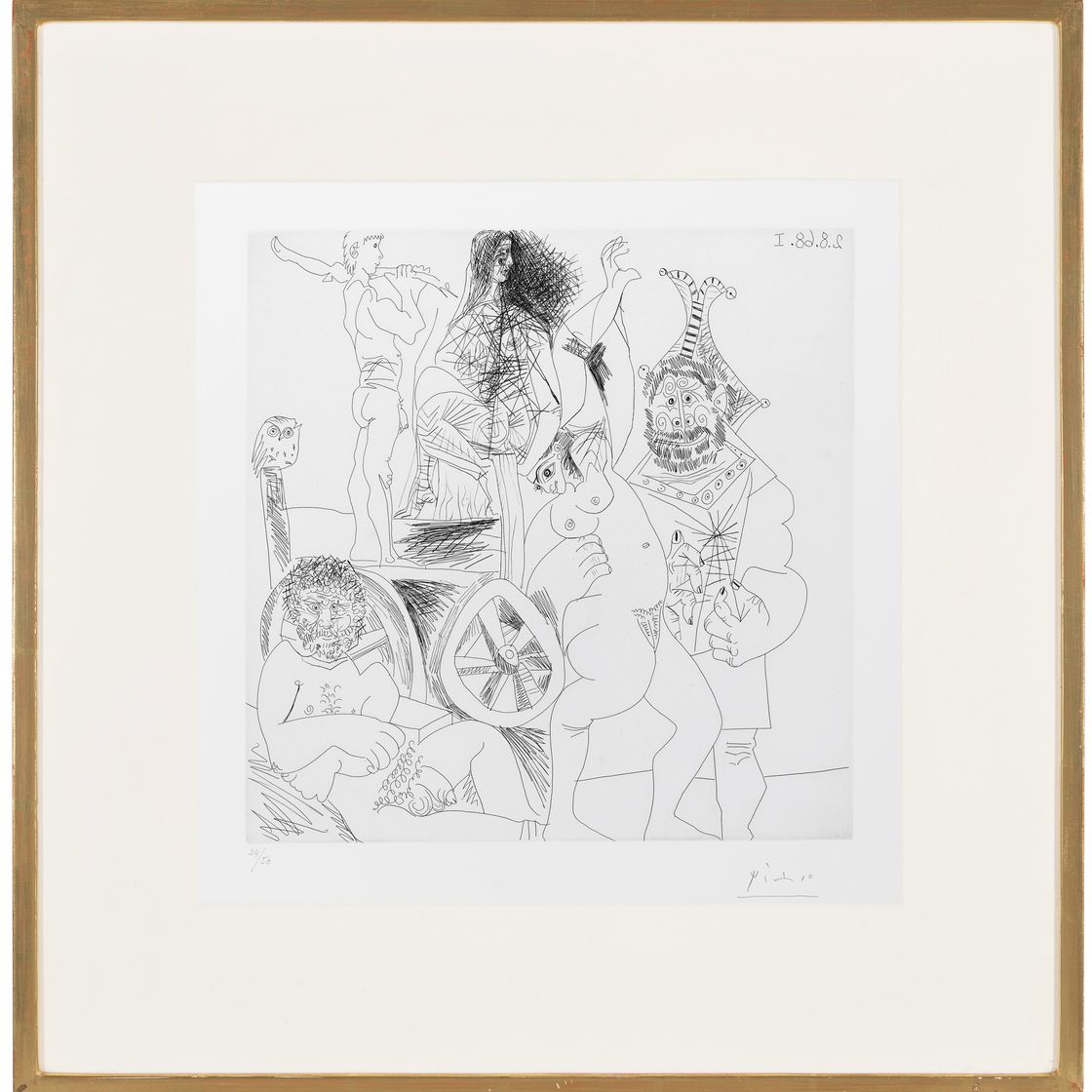 Pablo Picasso — Привал для комедиантов на колесах, когда они спят и наряжаются в наряды для молодой женщины, из "Ла Сери 347", изображение 2