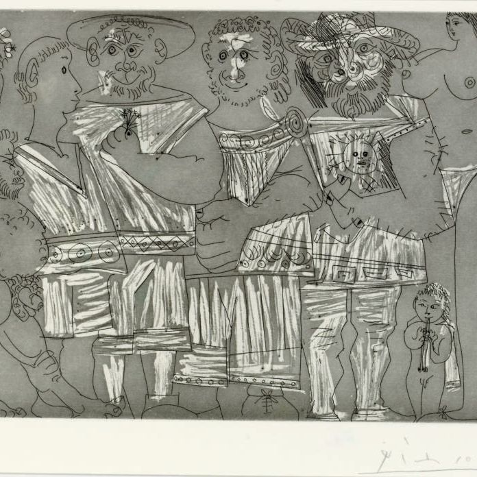 Pablo Picasso — Девушка-флейтистка, автор книги "Люди на пляже", из: Séries 347 (Р. 1710; Ba. 1726 Bb1)