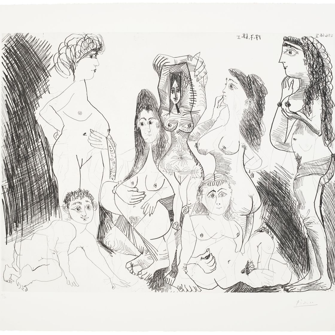 Pablo Picasso — Прогулка по полям: встреча импрессионистов на траве, из "Ла Сери 347", изображение 13