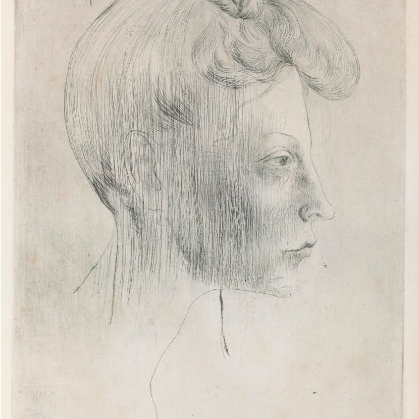 Pablo Picasso — Тет-де-Фам де-профиль из Ла Де Люкс Saltimbanques (Б. 6; БА. 7)