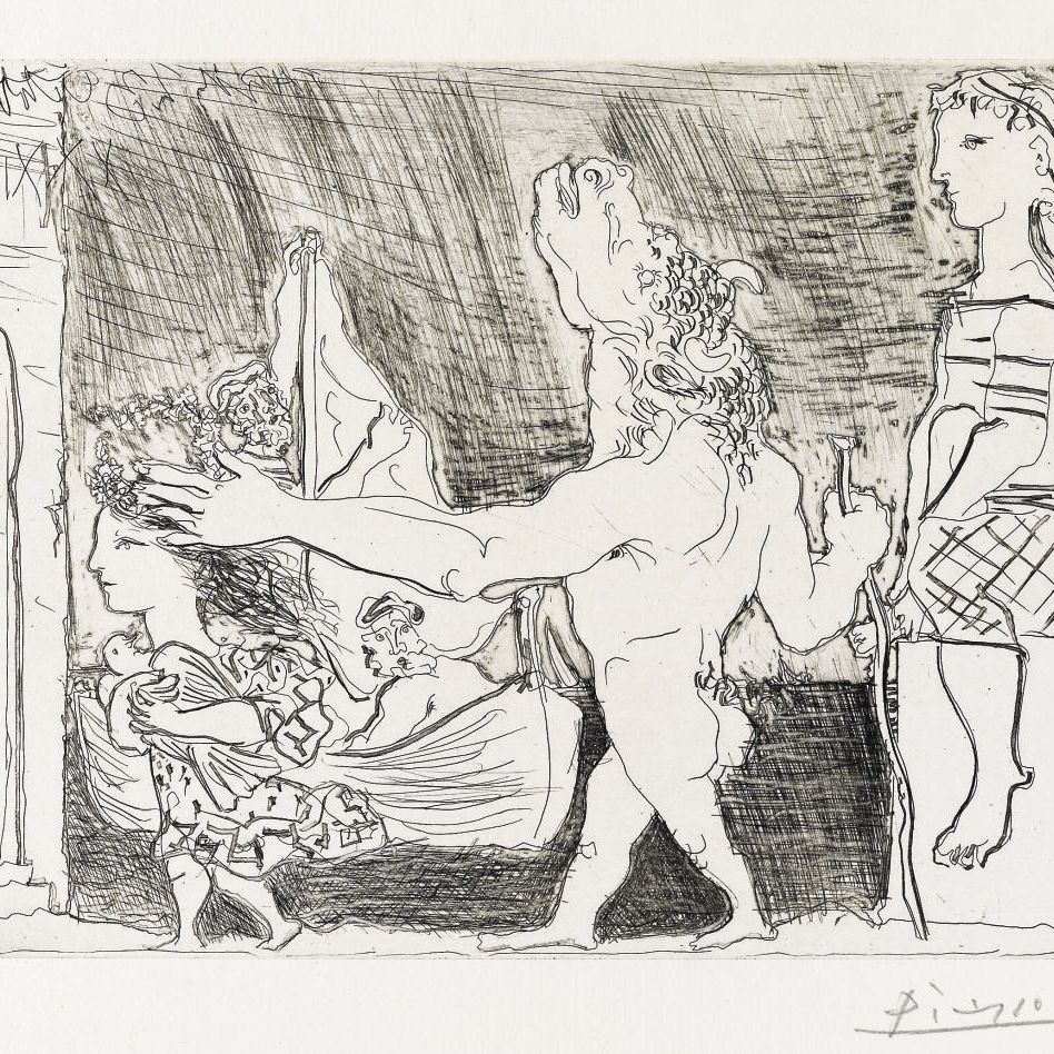 Pablo Picasso — Минотавр из "путеводителя по филе" II, из "Сюиты Воллара" (B. 223; Ba. 435)