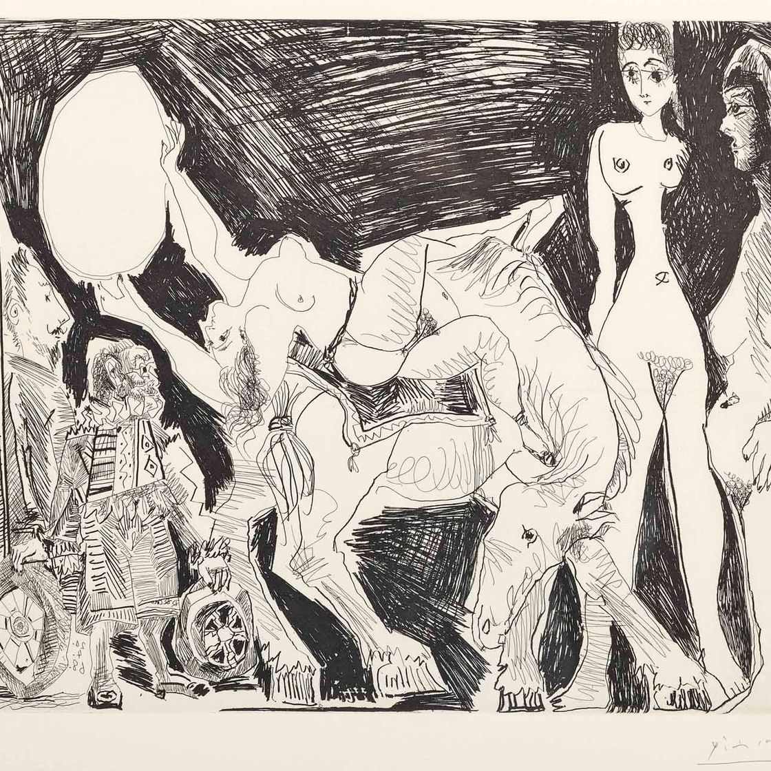 Pablo Picasso — Цирк: Экюйер, Женщины и зрители, из Ла Сери 347