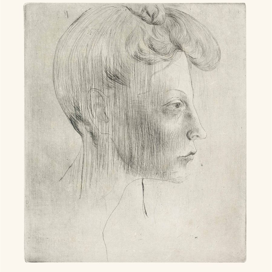 Pablo Picasso — Тет-а-тет с женщиной, в профиль, из "Свиты Сальтимбанков"