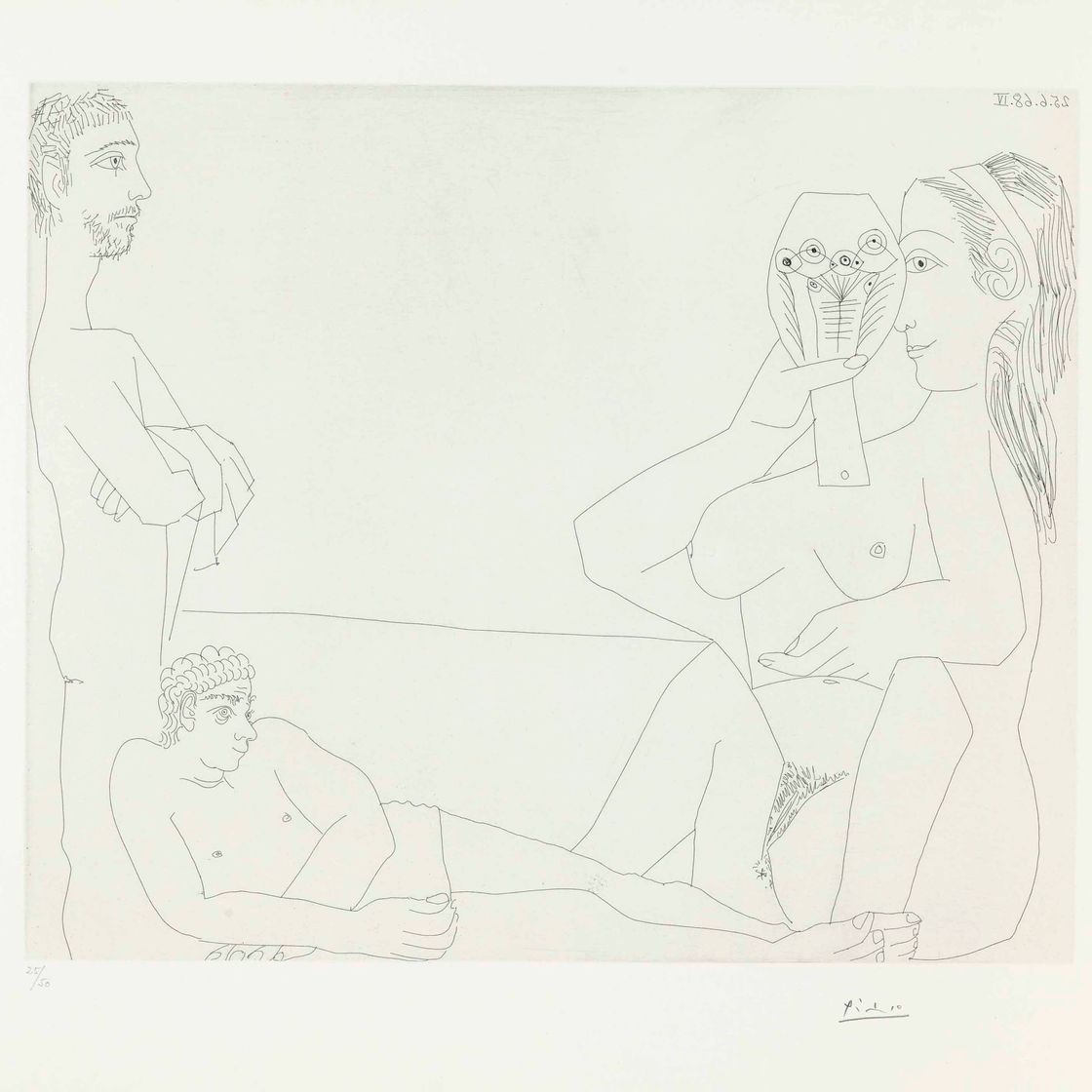 Pablo Picasso — На пляже, Женщина для мира и двух мужчин, из серии 347