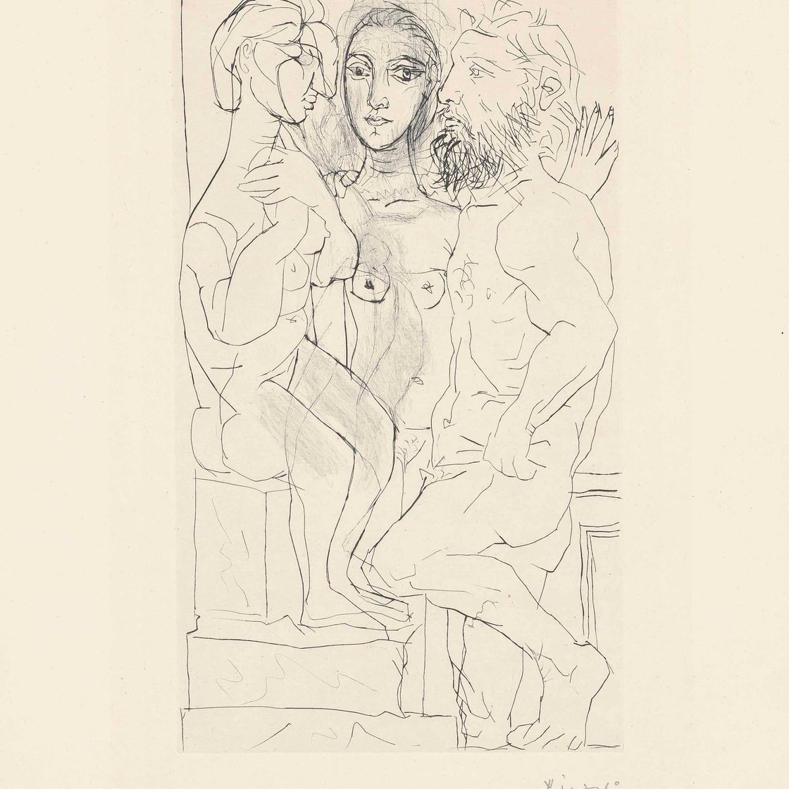 Pablo Picasso — Скульптор, ассистент по моделированию и скульптуре, из: La Suite Vollard (B. 146; Ba. 297)