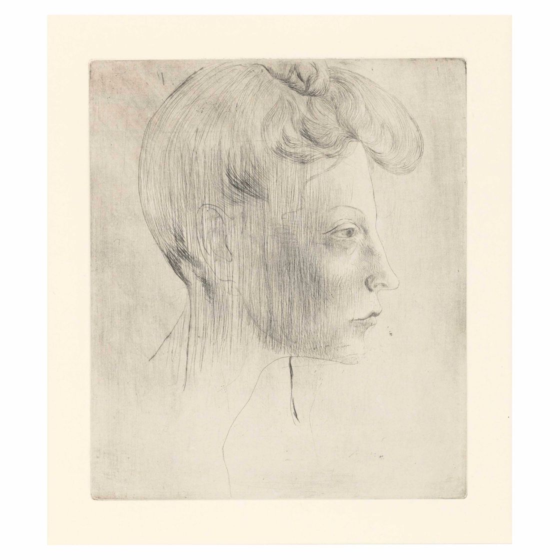 Pablo Picasso — Тет-а-тет с женщиной, в профиль, из "Свиты Сальтимбанков"