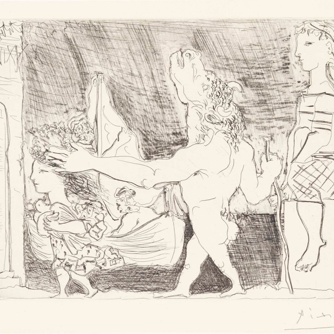 Pablo Picasso — Минотавр - путеводитель по филе, II, из "Сюиты Воллар"