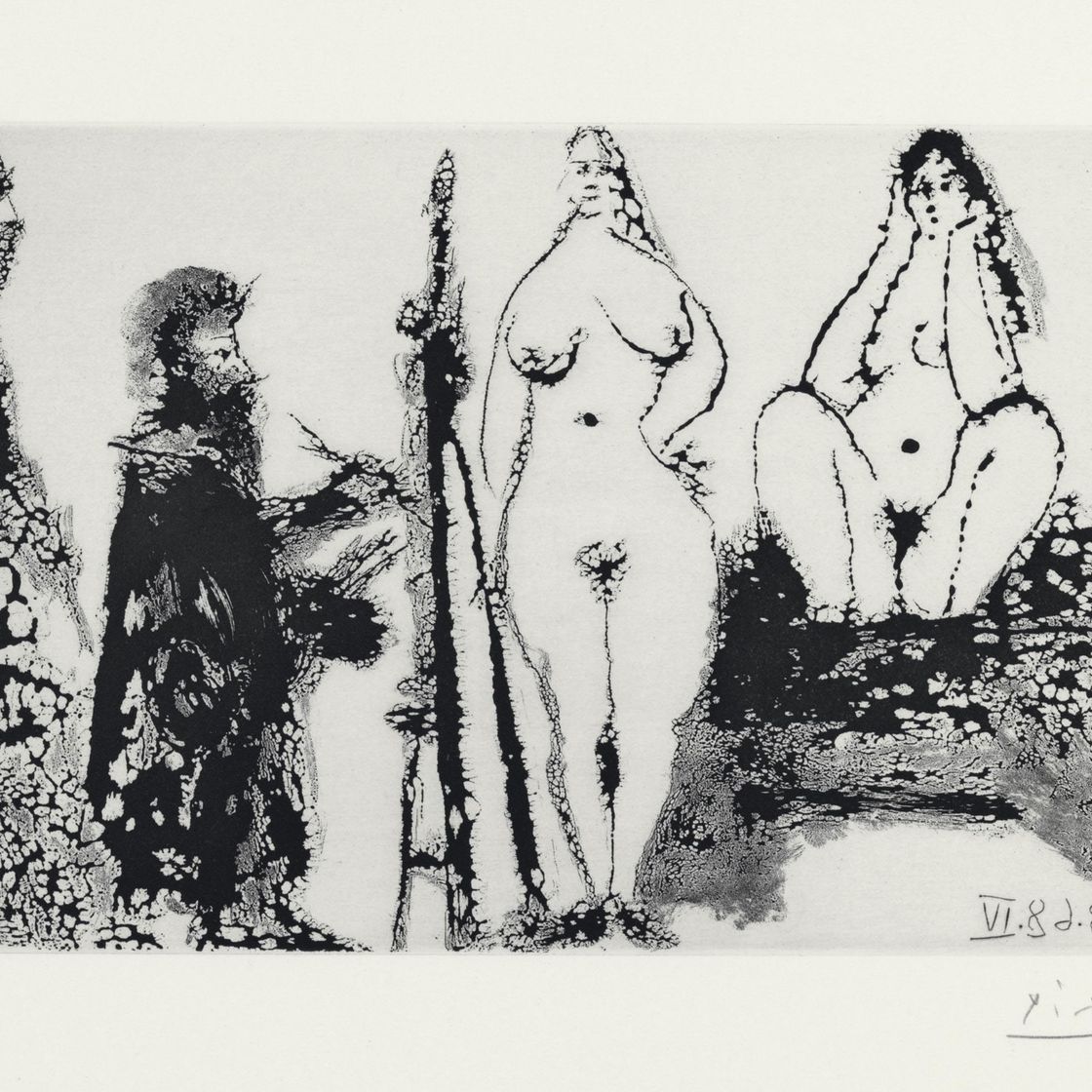Pablo Picasso — Девушка-барбу в домашнем одеянии, для двух молодых женщин и посетительниц, из серии 347 (р. 1715; В. 1732)