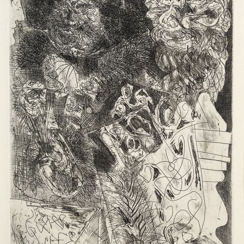Pablo Picasso — Картина "Рембрандт в палитре" из "Сюиты Воллара" (B. 208; Ba. 406 Bd)