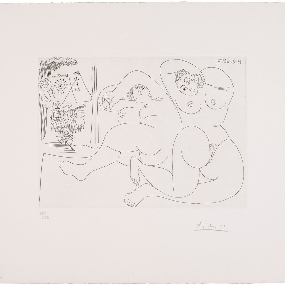Pablo Picasso — Два больших количества молодых женщин и подглядывающих, из серии 347
