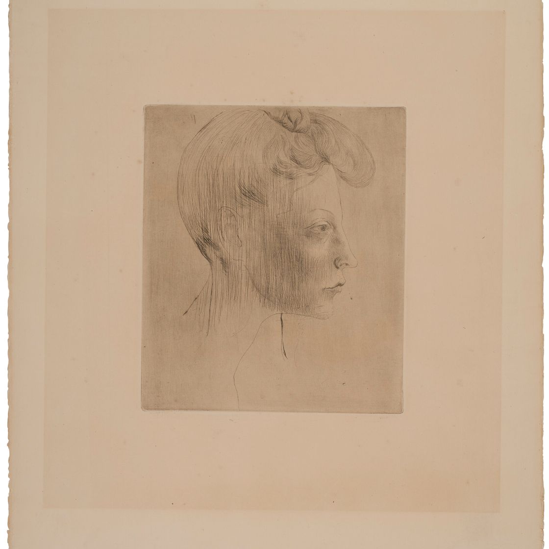Pablo Picasso — Тет-а-тет с женщиной, в профиль, из "Свиты Сальтимбанков"