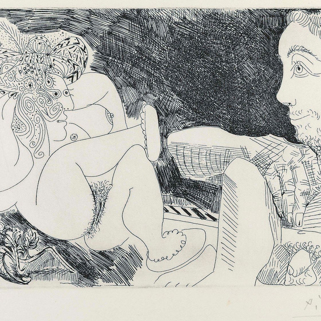 Pablo Picasso — "Одалиска в пантуфлях и английский зритель", из серии 347 (р. 1756; Р. 1774)
