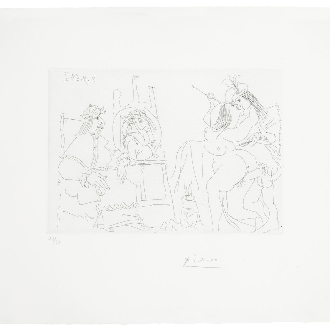 Pablo Picasso — Рафаэль и Форнарина. X: "Папа - свершившийся факт", из "Сери 347".