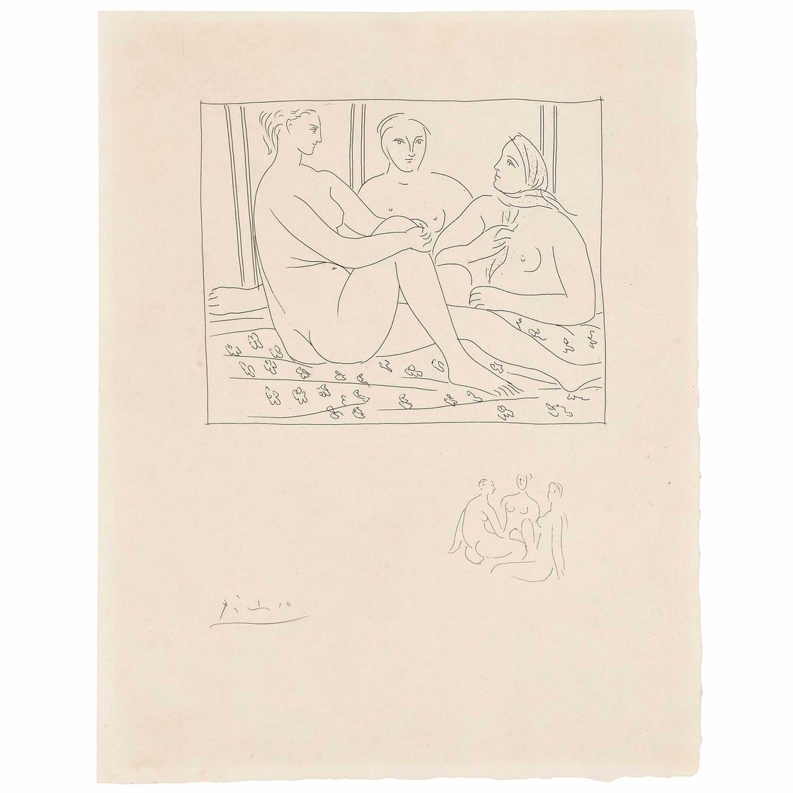Pablo Picasso — "Трое молодых женщин", из книги "Метаморфозы в видении" (Блох, 105; см. книги Крамера, 19)