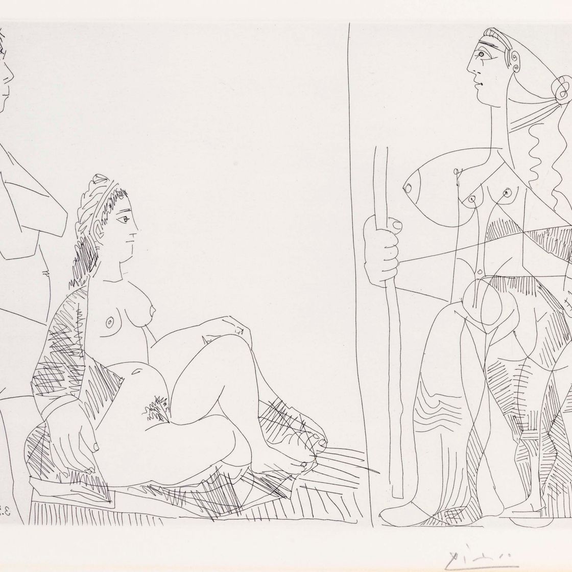 Pablo Picasso — Супружеская пара и путешественник, из "Ла Сери 347"