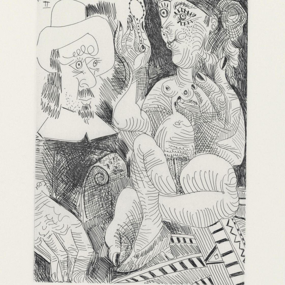 Pablo Picasso — Женский туалет и мужчина в стиле Рембране, из коллекции La Serie 347 (1738 г.р.; 1755 г. р.Б.)
