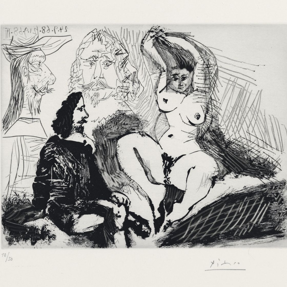 Pablo Picasso — Мужчина - помощник единственной женщины в прическе, Молодой, с длинными волосами, из серии 347 (р. 1810; Р. 1827)