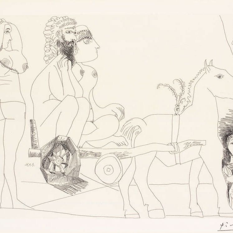Pablo Picasso — Фантазер Дега. Фавн, мечтающий об ореоле молодой женщины, из серии 156 (Р. 1968; Б. 1977)