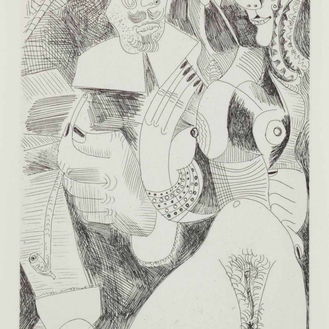 Pablo Picasso — Дом Рембране с трубкой и куртизанкой, из серии 347 (1705 г.р.; 1721 г.р. Б.)
