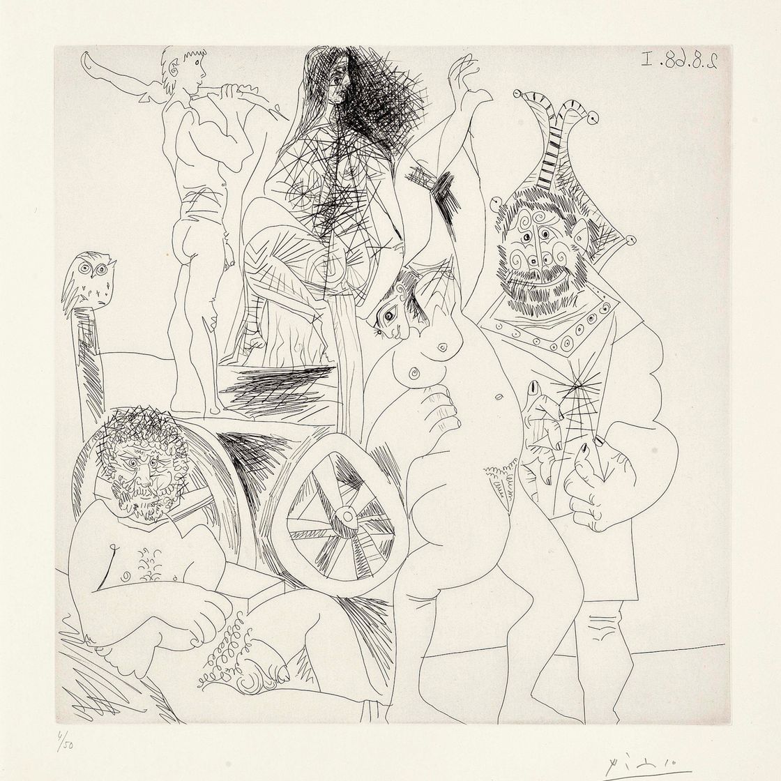 Pablo Picasso — Остановка для передвижных комедиантов, рядом с домом, из Сери, 347 (Блох, 1713; Бэр, 1729)