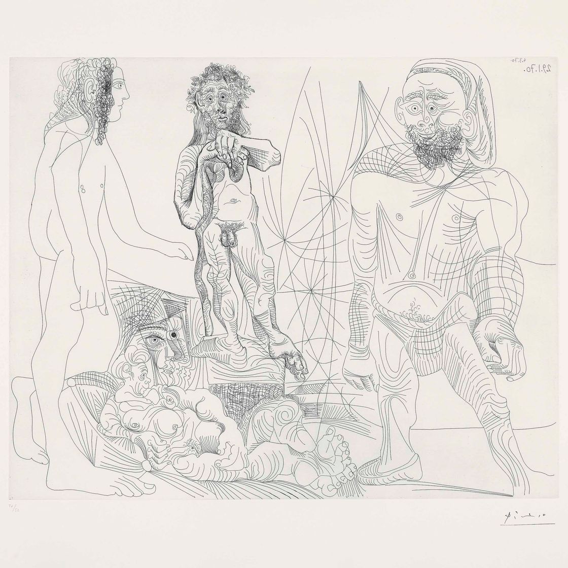 Pablo Picasso — Старая модель, молодая одалиска, женщина-андрогин, Аркадиен Берже и охотник за головами, из серии 156 (Р. 1863; Б.А. 1868)