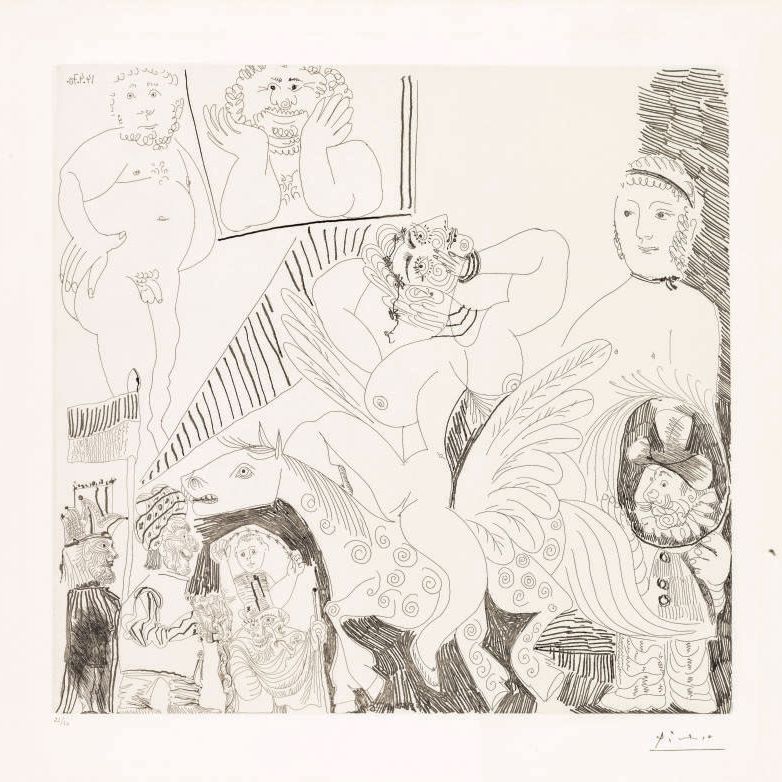 Pablo Picasso — "Сцена в цирке", первый фильм, роль машиниста, из серии 156 (р. 1890; бакалавр 1896)