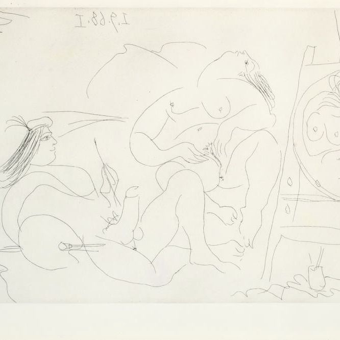 Pablo Picasso — Рафаэль и Форнарина VI: В конце концов!, из серии 347 (р. 1781; Ba. 1798 Bb1)