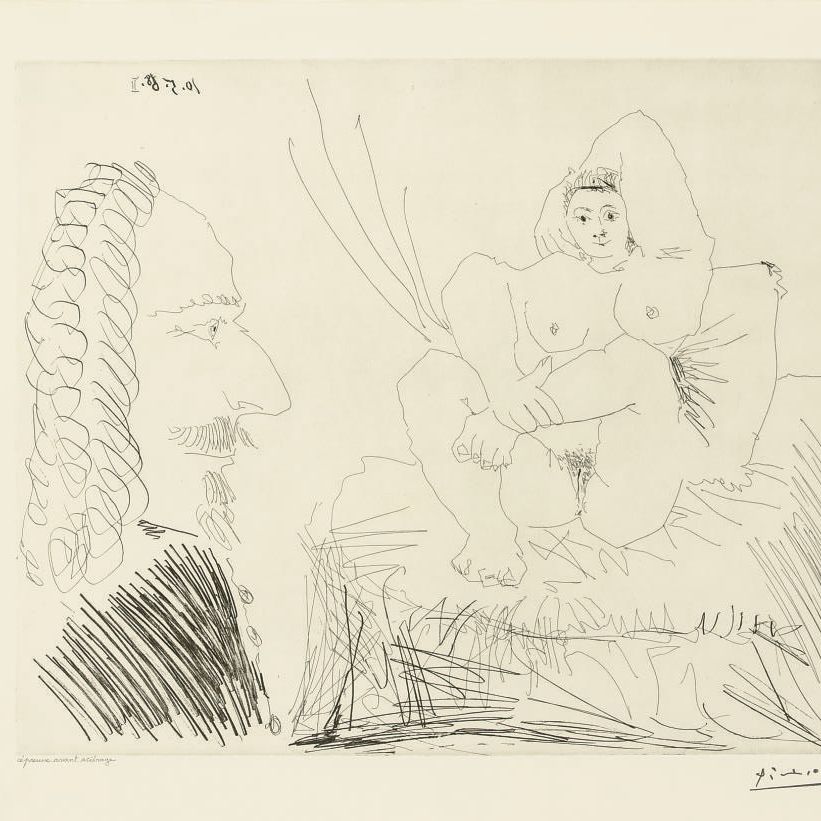 Pablo Picasso — Куртизанка, которая была у нас в гостях, из серии 347 (В. 1553; В. 1569)