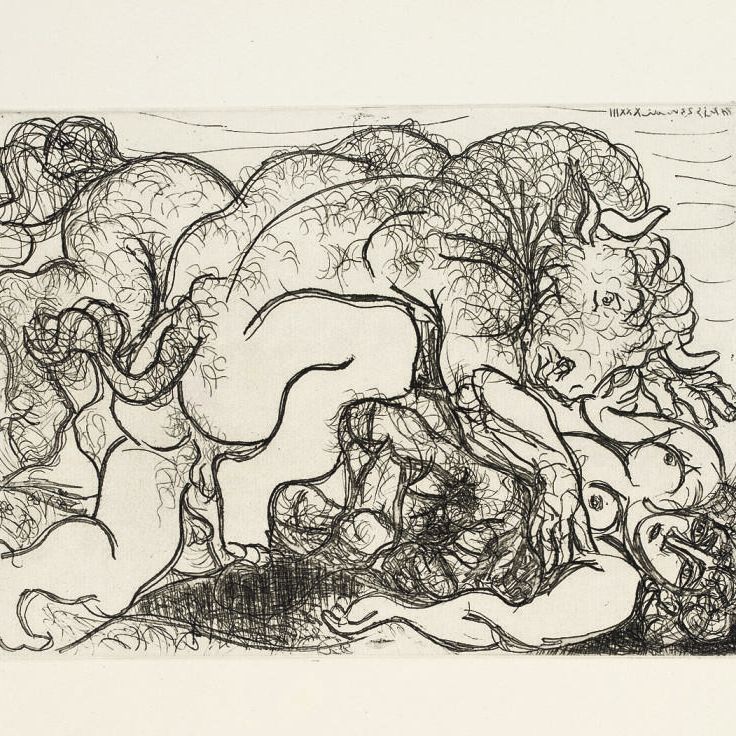 Pablo Picasso — Минотавр, нападающий на амазонку, из "Сюиты Воллара" (B. 195; Ba. 356 III Bd)