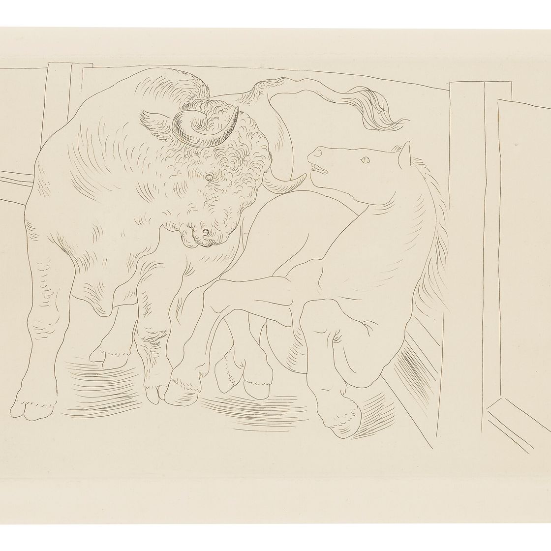 Pablo Picasso — Торо и шевалье, Третье блюдо от шеф-повара ресторана inconnu, изображение 1