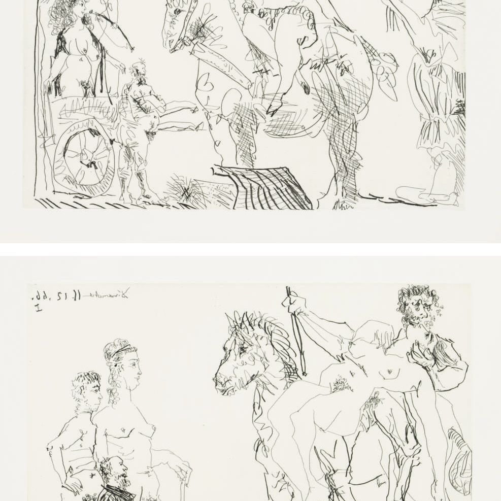Pablo Picasso — Великолепный Коку : девять пластин (Б. 1245, 1247-54; Б. 1433, 1435-42; см. С. книги 140)