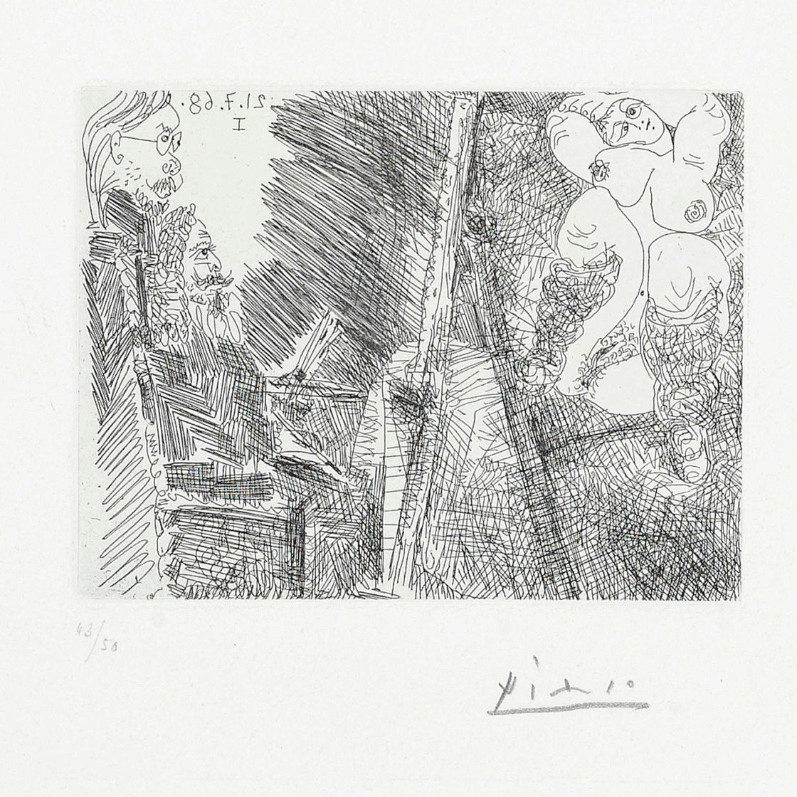 Pablo Picasso — Художник и модель в танцевальном ансамбле, от: Series 347