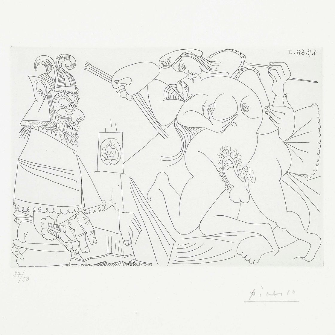 Pablo Picasso — Рафаэль и "Форнарина XV": "Папа римский возвращается", Сюр-Сон-Пот, из: Séries 347