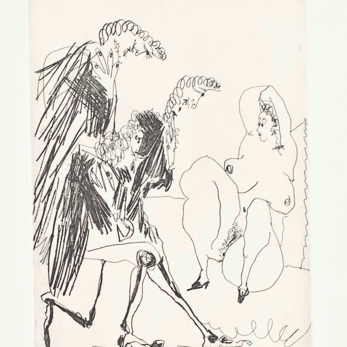 Pablo Picasso — Большая куртизанка, приветствующая троих джентльменов, из Ла-Сери, 347