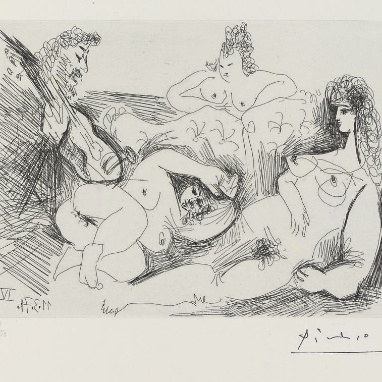 Pablo Picasso — "Серенада на борделе", из серии 156 (Р. 1932; бакалавр 1941)