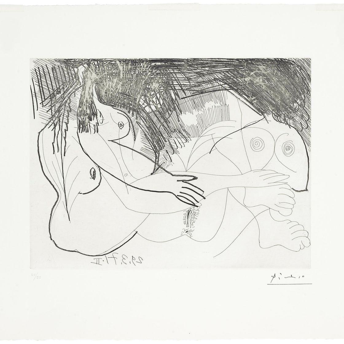 Pablo Picasso — Две обнаженные девушки расслабляются, из серии 156
