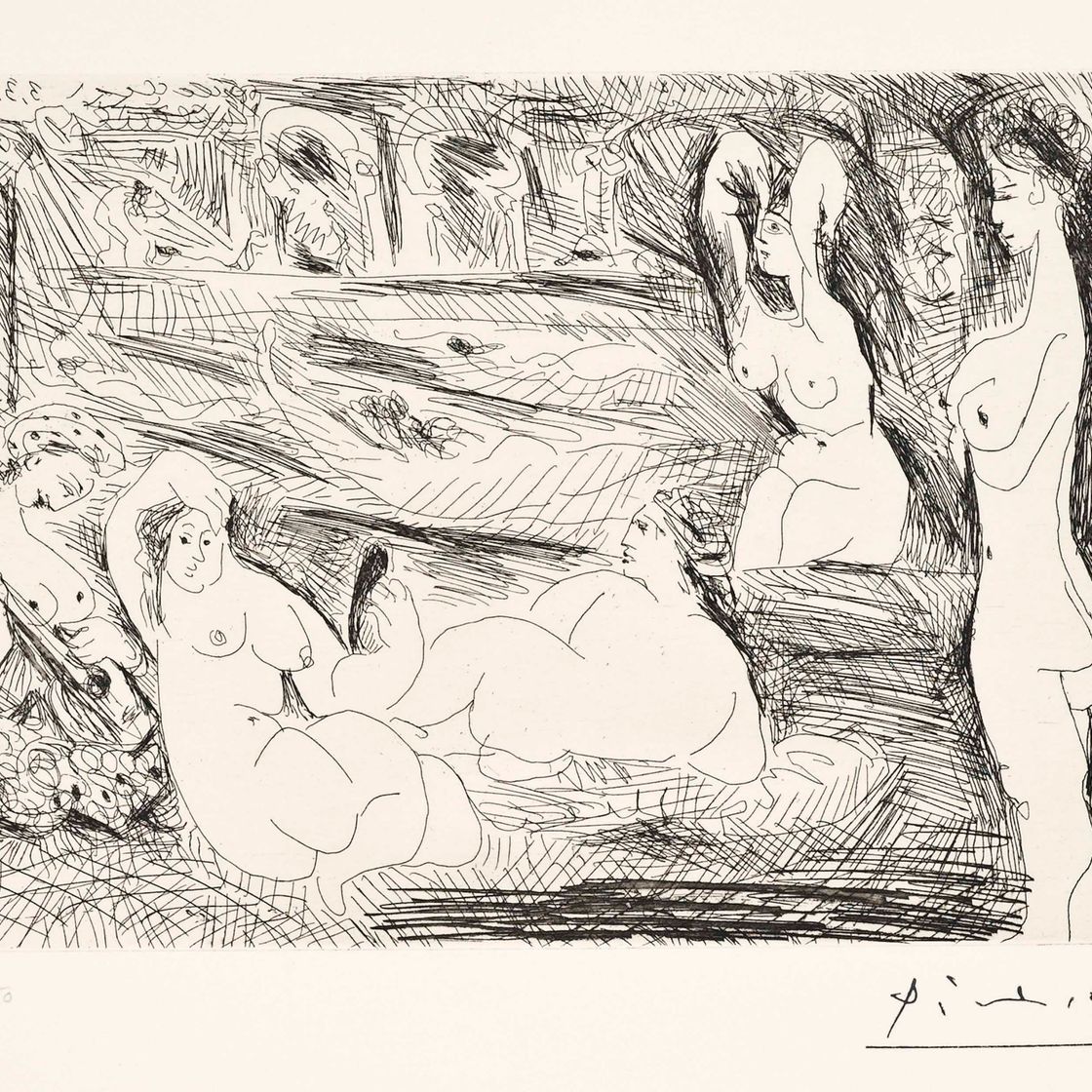 Pablo Picasso — Обнаженная натура в турецкой бане, из серии 156 (Блох, 1918; Бэр, 1926)
