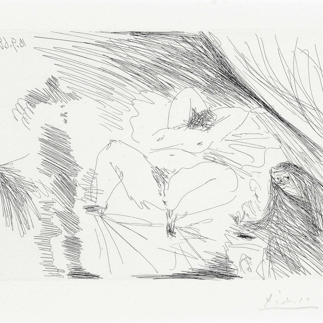 Pablo Picasso — Молодая женщина в свете, Селестина и джентльмен, от: Séries 347