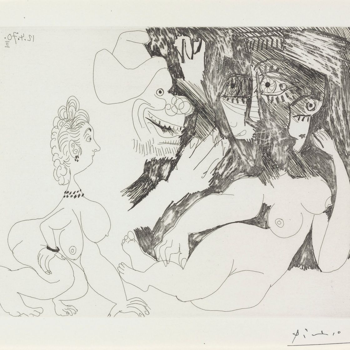 Pablo Picasso — Гримасничающий мужчина и две обнаженные натуры, из серии 156
